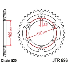 JT ЗІРОЧКА ЗАД 896 50 АЛЮМІНІЙ RACELITE KTM 125MX, 250MX, 500MX 350 ENDURO (88-89) (89650JT) (LANC. 520) КОЛІР ЧОРНИЙ