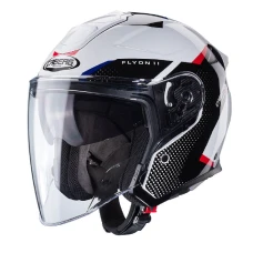 МОТОШОМ ВІДКРИТИЙ CABERG JET FLYON II BOSS КОЛІР БІЛИЙ/ЧОРНИЙ/ЧЕРВОНИЙ/СИНІЙ РОЗМІР XL