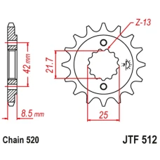 JT ЗІРОЧКА ПЕРІД 525 13 KAWASAKI ZXR 400, KLE 500 '91-'96 (-1), GPZ 500S (-1) (52513JT) (LANC. 520)