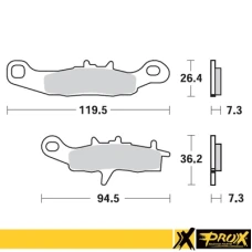 PROX КОЛОДКИ ДИСКОВІ ТОРМОЗНІ KH258 / KH349 KAWASAKI KX 80/85/100 '97-20, SUZUKI RM 85 '05-20 ПЕРІД, KAWASAKI KFX 450R 08-14, KVF 650 BRUTE FORCE '05-13 ПЕРІД ПРАВАЯ