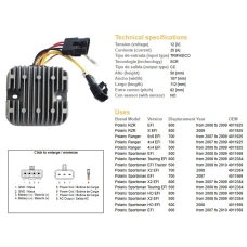 DZE РЕГУЛЯТОР НАПРУГИ POLARIS SPORTSMAN EFI 500/700/800, RANGER EFI 500/700/800 (12V/35A) (4012384, 4011569, 4011925) (ESR826)