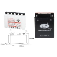 LANDPORT АКУМУЛЯТОР YTX14AHL-BS 12V 12AH 134X89X166 (ARCTIC CAT, MOTO GUZZI) BEZOBSLUGOWY - ELEKTROLIT OSOBNO (4) UE2019/1148