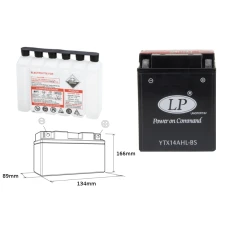 LANDPORT АКУМУЛЯТОР YTX14AHL-BS 12V 12AH 134X89X166 (ARCTIC CAT, MOTO GUZZI) BEZOBSLUGOWY - ELEKTROLIT OSOBNO (4) UE2019/1148