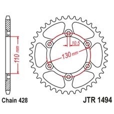 JT ЗІРОЧКА ЗАД 1494 56 KAWASAKI NINJA 125/Z 125 '19 (JTR1494.56)* (LANC. 428)
