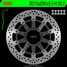 NG ДИСК ТОРМОЗНИЙ ПЕРІД KAWASAKI Z 1000 ABS 15-17, Z 1000 15-17, ZX6R 13-17, Z800 12-18, GTR 1400 07-18, ZZR 1400 06-18 (310X80X5MM) (5X10,5MM) PLYWAJACA (МАТЕРІАЛ АЛЮМІНІЙ)