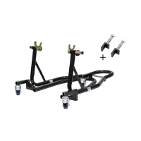 BIKETEC PRO ПІДІЙМАЧ / СТЕНДДЛЯ МОТОЦИКЛА ПІД ЗАД КОЛЕСО TYP-V I TYP-L (ПІД РОЛИКИ I ВАЖІЛЬ) NA WOZKU КОЛЕСОR ЧОРНИЙ (МОЖЛИВІСТЬ LATWEGO PRZESTAWIENIA MOTOCYKLA)-DROBNE ЦАРАПИН NA LAKIERZE, ПОШКОДЖЕНЕ OPAKOWANIE