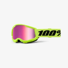 100 % ОКУЛЯРИ STRATA 2 YOUTH JUNIOR NEON ЖОВТИЙ - MIRROR PINK LENS - КОЛІР ЖОВТИЙ FLUO/CZARNY СКЛО ROZOWE ЗЕРКАЛО