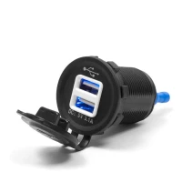 BIKETEC МОТОЦИКЛ ДВІЙНЕ РОЗ'ЄМ USB Z PODSWIETLENIEM МОНТАЖ НА ПЛОСКІЙ ПОВЕРХНІ (ВІТРОВИК, КОФР) АБО NA КЕРМА - НЕОБХІДНО АДАПТЕР BTMUS28