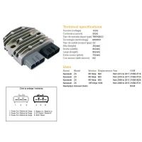 DZE РЕГУЛЯТОР НАПРУГИ KAWASAKI ZX6R '09-'17, ZX10R '08-'15 12V 50A (MOSFET) (ESR596)