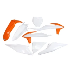 UFO КОМПЛЕКТ ПЛАСТІКОВ KTM SX 125/150/250 '19-'22, SXF (SX-F) 250/350/450 '19-'22 КОЛІР OEM '20 (POMRANCZOWY/BIALY) (KT522E999X)