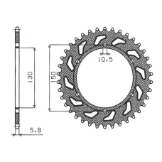 ЗАДНЯ ЗІРКА SUNSTAR 236 46 HONDA NX 650 95-01, YAMAHA XJ 6 09-15 (JTR305.46) (JTR245/3.46) (LANC. 520) (23646JT)
