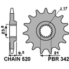 ПЕРЕДНЯ ЗІРКА PBR CHT 342 13 HONDA CR 250 '88-'07, CRF 450R/X '02-'15 CRF 250R '22-'23 (JTF284.13) (LANC. 520) (34213JT)