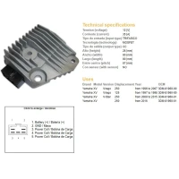 DZE РЕГУЛЯТОР НАПРУГИ YAMAHA XV 125 VIRAGO 97-98, XV 250 VIRAGO 96-16, XV 250 V-STAR '08-'15 (3DM-81960-00, 3DM-81960-01)