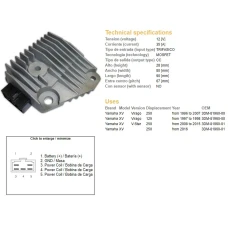DZE РЕГУЛЯТОР НАПРУГИ YAMAHA XV 125 VIRAGO 97-98, XV 250 VIRAGO 96-16, XV 250 V-STAR '08-'15 (3DM-81960-00, 3DM-81960-01)