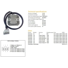 DZE РЕГУЛЯТОР НАПРУГИ KAWASAKI VN1600 CLASSIC 03-08, VN1500 CLASSIC 96-08 (21066-1106) (ESR264) (SH541G-12)