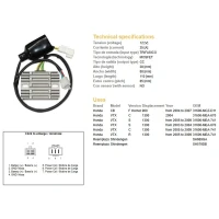 DZE РЕГУЛЯТОР НАПРУГИ HONDA VTX 1300 S/R/C '05-'09 (31600-MEA-741) SH579DB (12V 35A) (ESR437)