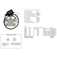 DZE РЕГУЛЯТОР НАПРУГИ HONDA VTX 1300 S/R/C '05-'09 (31600-MEA-741) SH579DB (12V 35A) (ESR437)