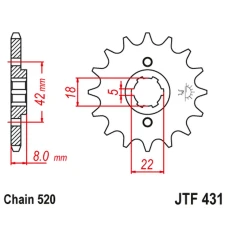 ПЕРЕДНЯ ЗІРКА JR CHT 431 15 SUZUKI PE 250 '78-'82, RM 250 '79-'81, RM 400 '78-'80 (43115JT) (LANC. 520) ПІД ЗАМОВЛЕННЯ