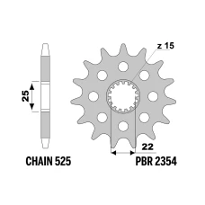 PBR13/07 ШЕСТЕРНЯ ПЕРІД 2354 16 (LANC. 525) (MADE IN ITALY)