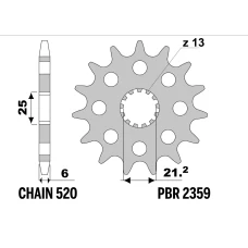 PBR 13/07 ШЕСТЕРНЯ ПЕРІД 2359 14 (LANC. 520) (MADE IN ITALY)