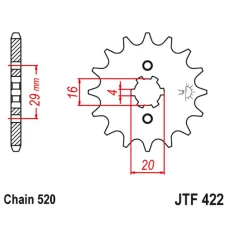 JT ЗІРОЧКА ПЕРІД 514 14 KAWASAKI KX 125 '84-'93 (51414JT) (LANC. 520)