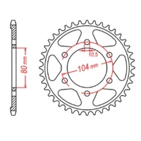 MTX PARTS ШЕСТЕРНЯ ЗАД 4359 44 KAWASAKI ZX750R, NINJA, KLZ VERSYS (12-) (JTR1489.44) (LANC. 525) (PRZECENIONY ДРУГИЙ GATUNEK-LEKKIE ЦАРАПИН)