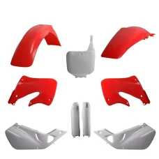 POLISPORT КОМПЛЕКТ ПЛАСТІКОВ (ПОВНИЙ KIT) HONDA CR 125 '98-'99; CR 250 '97-'99 W КОМПЛЕКТІ TABLICA ПЕРІД (8673000002) I КРИШКИ AMORTYZAROROW (8394000001) КОЛІР OEM CZERWONO БІЛИЙ (FLUO-R)