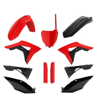 POLISPORT КОМПЛЕКТ ПЛАСТІКОВ (ПОВНИЙ KIT) HONDA CRF 250R '18-'21; CRF 450R '17-'20 W КОМПЛЕКТІ TABLICA ПЕРІД (8667200002) I КРИШКИ AMORTYZAROROW (8351900003) КОЛІР ЧЕРВОНИЙ ЧОРНИЙ