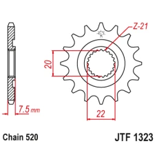 JT ЗІРОЧКА ПЕРІД 2120 13 HONDA CR 125R '04-'07, CRF 250R/X '04-'17 (LANC. 520)