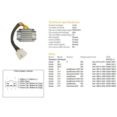 DZE РЕГУЛЯТОР НАПРУГИ SUZUKI LT160 89-04, LTF250 88-02, LTF300 KING QUAD 99-02 (SH572E-12) (ESR136)