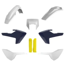 POLISPORT КОМПЛЕКТ ПЛАСТІКОВ (ПОВНИЙ KIT) HUSQVARNA TE/FE TPI '17-'19 W КОМПЛЕКТІ TABLICA ПЕРІД (8666900001) I КРИШКИ AMORTYZAROROW (8398900004) КОЛІР BIALO СИНІЙ OEM