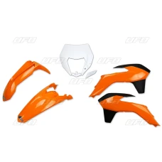 UFO КОМПЛЕКТ ПЛАСТІКОВ KTM EXC/EXCF '14-'16 Z ЗАХИСТ ФАРИ КОЛІР OEM '14 (POMARANCZOWY/BIALY/CZARNY) (KT524E999)