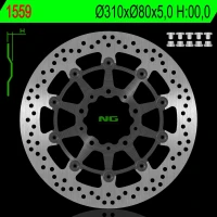 NG ДИСК ТОРМОЗНИЙ ПЕРІД KAWASAKI Z 1000 ABS 15-17, Z 1000 15-17, ZX6R 13-17, Z800 12-18, GTR 1400 07-18, ZZR 1400 06-18 (310X80X5MM) PLYWAJACA