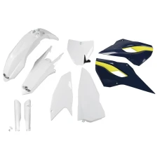 UFO КОМПЛЕКТ ПЛАСТІКОВ (ПОВНИЙ KIT) Z OSLONAMI ТЕЛЕСКОПІЧНИЙ (АМОРТИЗАТОРІВ) HUSQVARNA TC 250 '16, КОЛІР OEM (БІЛИЙ/СИНІЙ) (HU617E999)