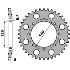 ЗАДНЯ ЗІРКА PBR 506 43 C45 KAWASAKI KLR 600 84-90 (LANC. 520)