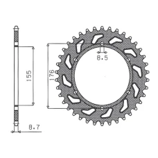 SUNSTAR ЗІРОЧКА ЗАД 4392 44 TRIUMPH 900/955/1000, TRIUMPH DAYTONA T595 955 '97-'99 (JTR2011.44) (LANC. 530) (439244JT)