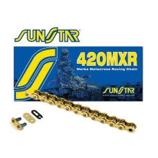 SUNSTAR ЛАНЦЮГ 420MXR-126G (420NZ3) MOTOCROSS DO 150 CCM (КОЛІР ЗОЛОТИЙ) (22,2KN) ВІДКРИТИЙ + ЗАСТІБКА