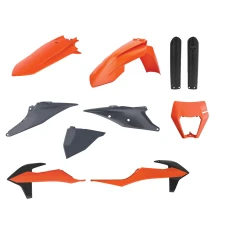 POLISPORT КОМПЛЕКТ ПЛАСТІКОВ KTM EXC/EXC-F TPI '20-'23 W КОМПЛЕКТІ ЗАХИСТ ФАРИ (8668600002) I КРИШКИ АМОТРТИЗАТОРІВ (8398600003) КОЛІР КОЛІР ПОМАРАНЧ СІРИЙ