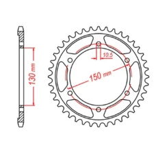 ЗАДНЯ ЗІРКА MTX PARTS 300 46 YAMAHA FZ 8 '10-'15 (JTR300.46) (LANC. 525) (39P/42P)