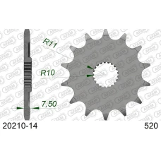 AFAM 2026/04 ШЕСТЕРНЯ ПЕРІД 2120 14 HONDA CR 125R '04-'07, CRF 250R/X '04-'17 (JTF1323.14) (LANC. 520)