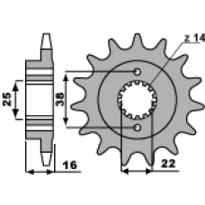ПЕРЕДНЯ ЗІРКА PBR CHT 2075 15 18NC DUCATI 748 STRADA 95-02 (-1) (LANC. 520)