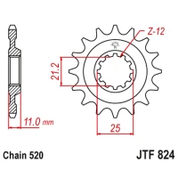 JT ЗІРОЧКА ПЕРІД 727 12 HUSQVARNA CR/WR/TC/TE 125/250/300/310/410/510/610 (72712JT) (LANC. 520)