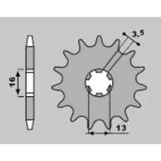 ПЕРЕДНЯ ЗІРКА JR CHT 428 13 SUZUKI DR-Z 70 '08-'18, DR-Z 50 '19-'21, TS/GT 80 '81-'82, JR/DS 80 '82-'04
