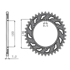 SUNSTAR ЗІРОЧКА ЗАД 4324 57 YAMAHA TDR 125 '93-'99 (JTR1847.57) (LANC. 428) (432457JT)