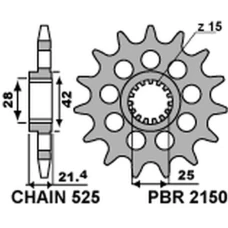 PBR ЗІРОЧКА ПЕРІД 2150 16 18NC APRILIA 750/1200 (LANC. 525) (JTF709.16)