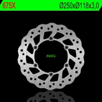 NG ДИСК ТОРМОЗНИЙ ПЕРІД SUZUKI RM/RMZ 250/DRZ, YAMAHA YZ/YZF/WR 02-19 (250X118X3) (6X6,5MM) WAVE - ЗАМІНЮЄ NG854
