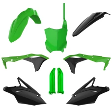 POLISPORT КОМПЛЕКТ ПЛАСТІКОВ (ПОВНИЙ KIT) KAWASAKI KXF 250 '17-'20 W КОМПЛЕКТІ TABLICA ПЕРІД (8665900001) I КРИШКИ AMORTYZAROROW (8351800005) КОЛІР ЗЕЛЕНИЙ ЧОРНИЙ