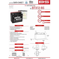 BS АКУМУЛЯТОР BTX12-BS (YTX12-BS) 12V 10AH 152X88X131 BEZOBSLUGOWY - ELEKTROLIT OSOBNO (180A) (4) UE2019/1148