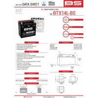 BS АКУМУЛЯТОР BTX14L-BS (YTX14L-BS) 150X87X145 BEZOBSLUGOWY - ELEKTROLIT OSOBNO (4) UE2019/1148