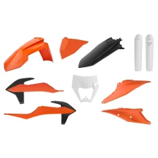 POLISPORT КОМПЛЕКТ ПЛАСТІКОВ KTM EXC/EXC-F TPI '20-'23 W КОМПЛЕКТІ ЗАХИСТ ФАРИ (8668600002) I КРИШКИ АМОТРТИЗАТОРІВ (8398600003) КОЛІР OEM КОЛІР ПОМАРАНЧ ЧОРНИЙ